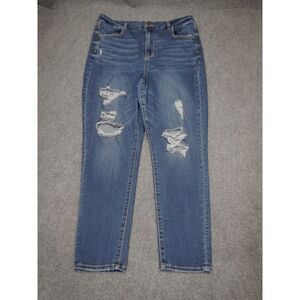 American Eagle Curvy Super Hi-Rise Jegging Women's Plus Size 18 Blue Distressed